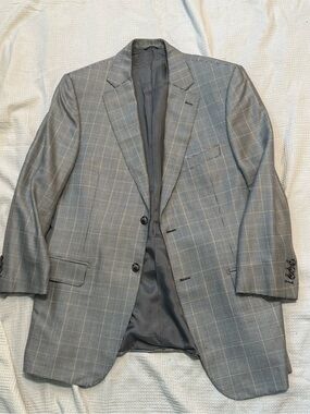 Bespoke Men's Gray Glen Plaid Blazer 42R